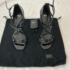 HUGO BOSS Leather Strap High Heel Sandals (Size: 37.5)